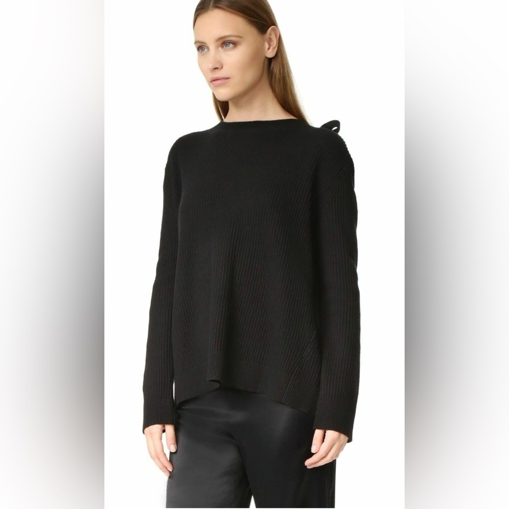 VINCE Black Cashmere Blend Sweater Tie Split Back Size M Medium